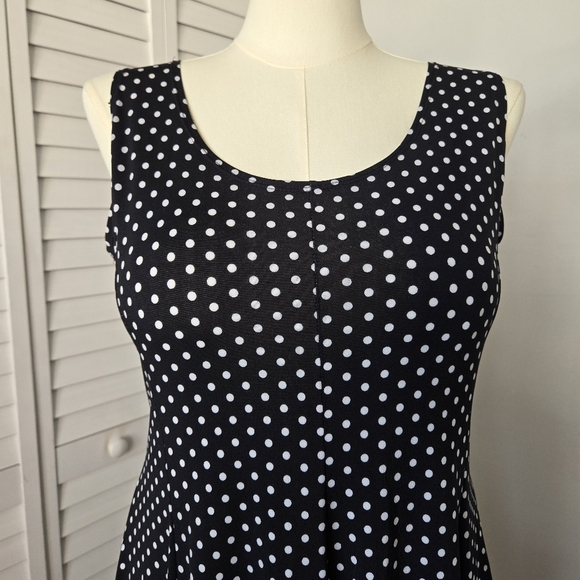Black and White Polka Dot Skater Dress Women's L Retro Classic Pinup Rockabilly - Picture 2 of 11